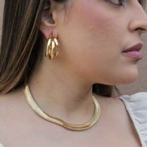 BRINCO ARGOLA TRIPLA LISO Dourado